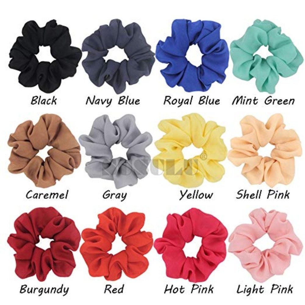 12 Chiffon Hair Scrunchies